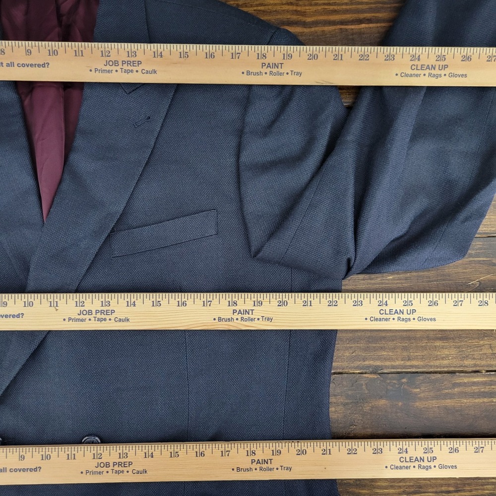 Alan Flusser Men's Double Breast Sport Coat Blazer Peak Navy Silk Wool 44L - Picture 3 of 16